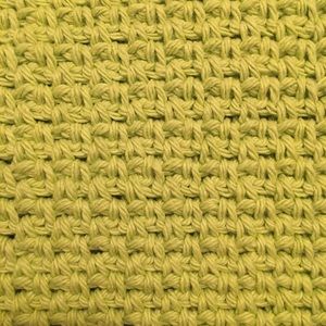 Hand crocheted dishcloth. Lime green